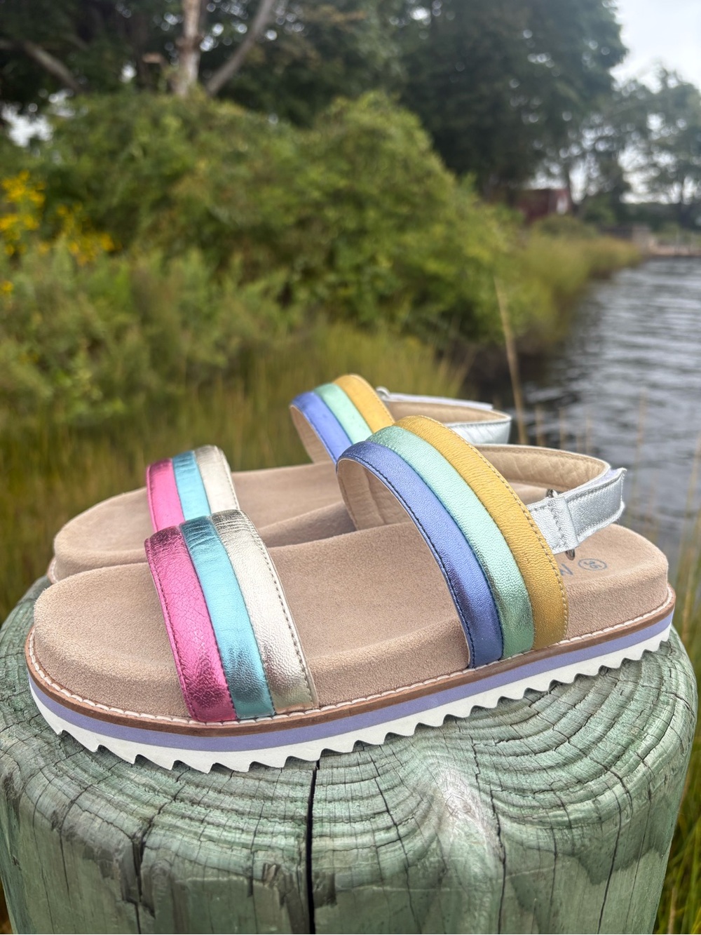 Mini Boden Rainbow Padded Velcro Strap Sandals Size 35EU 5US
